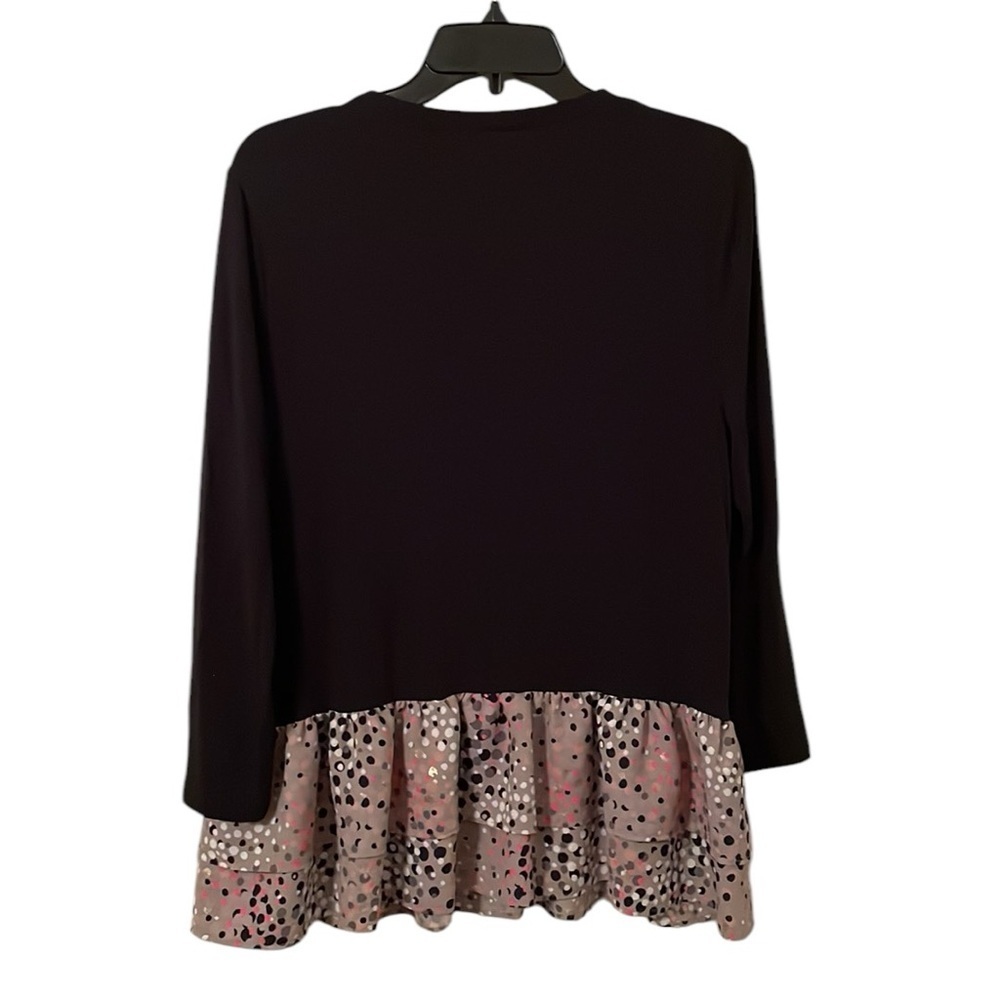 KATE SPADE | Women’s Black Multicolor Polkadot Soiree Mixed Media Top Size L - Picture 5 of 6